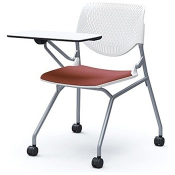 81S1AN FMV2 ルナ ネスティング 肘無 テーブル付 背パッド無 ホワイトシェル シルバーフレーム ナイロン双輪 オカムラ(岡村製作所) 07217711