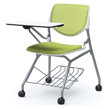 81S1GH FKA5 ルナ ネスティング 肘無 棚付テーブル付 背メッシュ ホワイトシェル シルバーフレーム ナイロン双輪 オカムラ(岡村製作所) 07218359