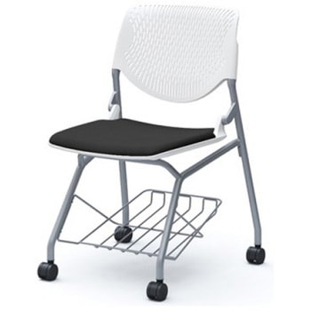 81S1GA FSF1 ルナ ネスティング 肘無 棚付 背パッド無 ホワイトシェル シルバーフレーム ナイロン双輪 オカムラ(岡村製作所) 07218928