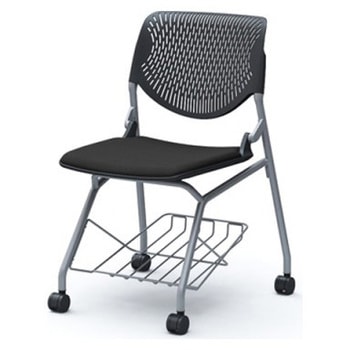 81S1JA FSF1 ルナ ネスティング 肘無 棚付 背パッド無 ブラックシェル シルバーフレーム ナイロン双輪 オカムラ(岡村製作所) 07218980