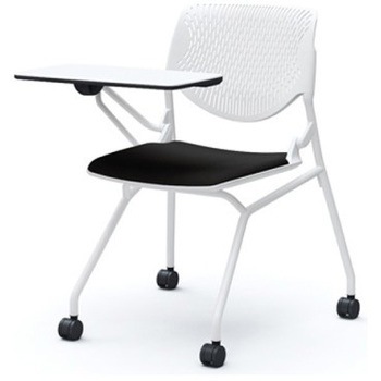 81S1AS FSF1 ルナ ネスティング 肘無 テーブル付 背パッド無 ホワイトシェル ホワイトフレーム ナイロン双輪 オカムラ(岡村製作所) 07219680