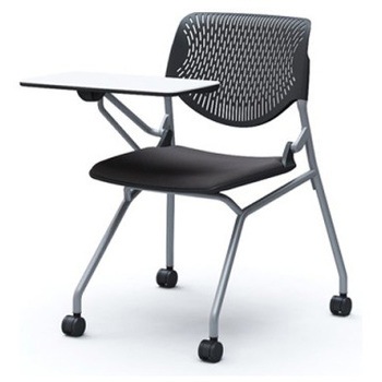 81S1CN FSG2 ルナ ネスティング 肘無 テーブル付 背パッド無 ブラックシェル シルバーフレーム ナイロン双輪 オカムラ(岡村製作所) 07219777