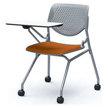 81S1BN FMV3 ルナ ネスティング 肘無 テーブル付 背パッド無 グレーシェル シルバーフレーム ナイロン双輪 オカムラ(岡村製作所) 07220145