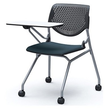 81S1CN FMV0 ルナ ネスティング 肘無 テーブル付 背パッド無 ブラックシェル シルバーフレーム ナイロン双輪 オカムラ(岡村製作所) 07220161