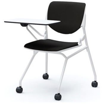 81S1AT FSF1 ルナ ネスティング 肘無 テーブル付 背パッド付 ホワイトシェル ホワイトフレーム ナイロン双輪 オカムラ(岡村製作所) 07220599