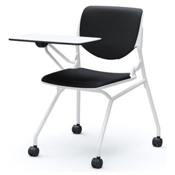 81S1AT PB20 ルナ ネスティング 肘無 テーブル付 背パッド付 ホワイトシェル ホワイトフレーム ナイロン双輪 オカムラ(岡村製作所) 07220608