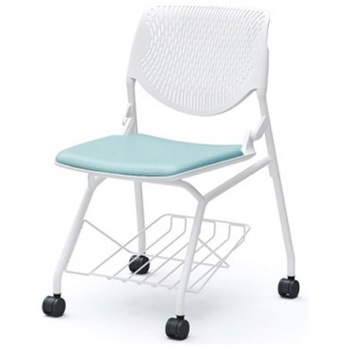 81S1GY PD31 ルナ ネスティング 肘無 棚付 背パッド無 ホワイトシェル ホワイトフレーム ナイロン双輪 オカムラ(岡村製作所) 07221387