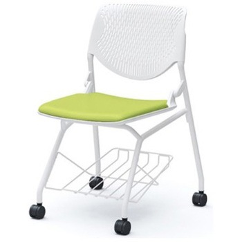 81S1GY PD32 ルナ ネスティング 肘無 棚付 背パッド無 ホワイトシェル ホワイトフレーム ナイロン双輪 オカムラ(岡村製作所) 07221396