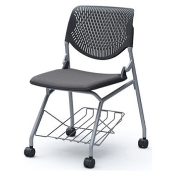 81S1JA FSG2 ルナ ネスティング 肘無 棚付 背パッド無 ブラックシェル シルバーフレーム ナイロン双輪 オカムラ(岡村製作所) 07221430