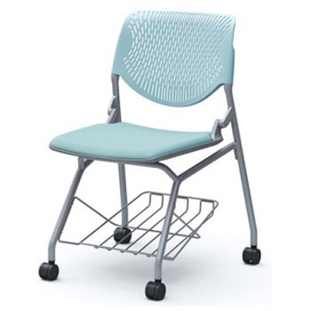 81S1KA FSG7 ルナ ネスティング 肘無 棚付 背パッド無 セージシェル シルバーフレーム ナイロン双輪 オカムラ(岡村製作所) 07221491