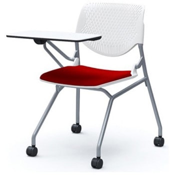 81S1AN FSF9 ルナ ネスティング 肘無 テーブル付 背パッド無 ホワイトシェル シルバーフレーム ナイロン双輪 オカムラ(岡村製作所) 07222008