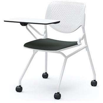 81S1AS FXW5 ルナ ネスティング 肘無 テーブル付 背パッド無 ホワイトシェル ホワイトフレーム ナイロン双輪 オカムラ(岡村製作所) 07222026