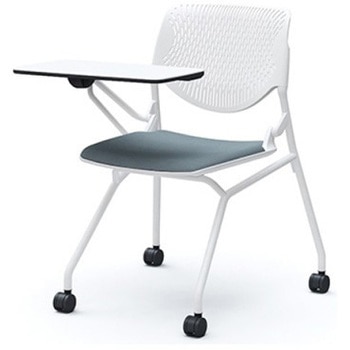 81S1AS FXW9 ルナ ネスティング 肘無 テーブル付 背パッド無 ホワイトシェル ホワイトフレーム ナイロン双輪 オカムラ(岡村製作所) 07222035