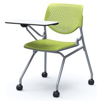 81S1EN PD32 ルナ ネスティング 肘無 テーブル付 背パッド無 グリーンシェル シルバーフレーム ナイロン双輪 オカムラ(岡村製作所) 07222096