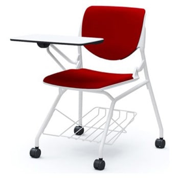 81S1GT FSF9 ルナ ネスティング 肘無 棚付テーブル付 背パッド付 ホワイトシェル ホワイトフレーム ナイロン双輪 オカムラ(岡村製作所) 07222270