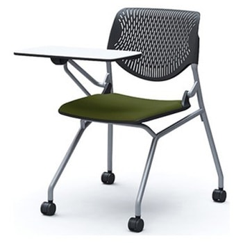 81S1CN FMV1 ルナ ネスティング 肘無 テーブル付 背パッド無 ブラックシェル シルバーフレーム ナイロン双輪 オカムラ(岡村製作所) 07222419