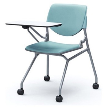 81S1DR PD31 ルナ ネスティング 肘無 テーブル付 背パッド付 セージシェル シルバーフレーム ナイロン双輪 オカムラ(岡村製作所) 07222830