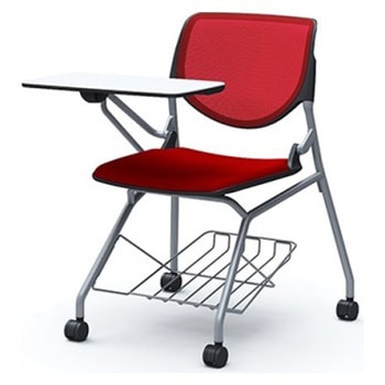 81S1JH FKA9 ルナ ネスティング 肘無 棚付テーブル付 背メッシュ ブラックシェル シルバーフレーム ナイロン双輪 オカムラ(岡村製作所) 07222875