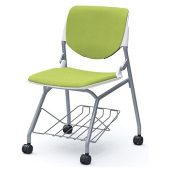 81S1GB FSF5 ルナ ネスティング 肘無 棚付 背パッド付 ホワイトシェル シルバーフレーム ナイロン双輪 オカムラ(岡村製作所) 07223085