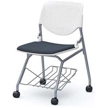 81S1GA FXW4 ルナ ネスティング 肘無 棚付 背パッド無 ホワイトシェル シルバーフレーム ナイロン双輪 オカムラ(岡村製作所) 07223311