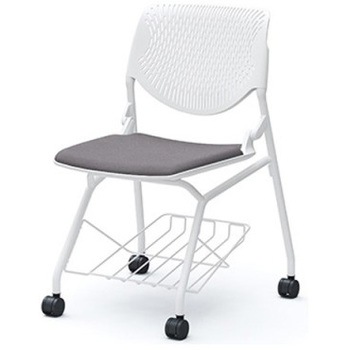 81S1GY FXW1 ルナ ネスティング 肘無 棚付 背パッド無 ホワイトシェル ホワイトフレーム ナイロン双輪 オカムラ(岡村製作所) 07223338