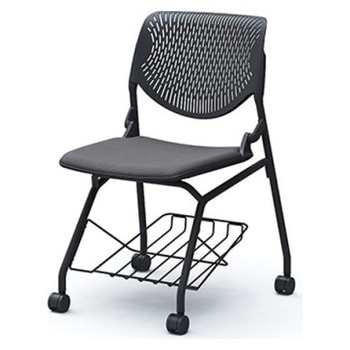 81S1JK FSG2 ルナ ネスティング 肘無 棚付 背パッド無 ブラックシェル ブラックフレーム ナイロン双輪 オカムラ(岡村製作所) 07223381