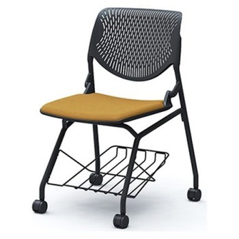 81S1JK FXW7 ルナ ネスティング 肘無 棚付 背パッド無 ブラックシェル ブラックフレーム ナイロン双輪 オカムラ(岡村製作所) 07223390