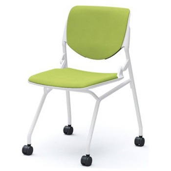 81S1AZ FSF5 ルナ ネスティング 肘無  背パッド付 ホワイトシェル ホワイトフレーム ナイロン双輪 オカムラ(岡村製作所) 07223478