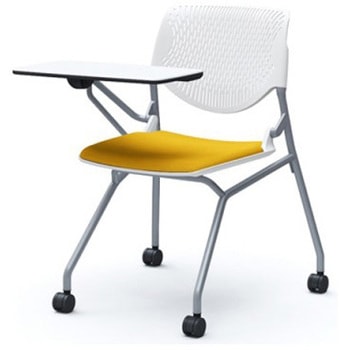 81S1AN FSG9 ルナ ネスティング 肘無 テーブル付 背パッド無 ホワイトシェル シルバーフレーム ナイロン双輪 オカムラ(岡村製作所) 07223846