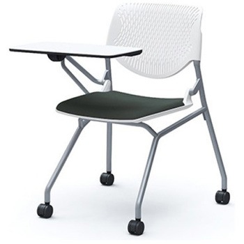 81S1AN FXW5 ルナ ネスティング 肘無 テーブル付 背パッド無 ホワイトシェル シルバーフレーム ナイロン双輪 オカムラ(岡村製作所) 07223855