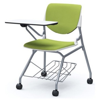 81S1GR FSF5 ルナ ネスティング 肘無 棚付テーブル付 背パッド付 ホワイトシェル シルバーフレーム ナイロン双輪 オカムラ(岡村製作所) 07224065