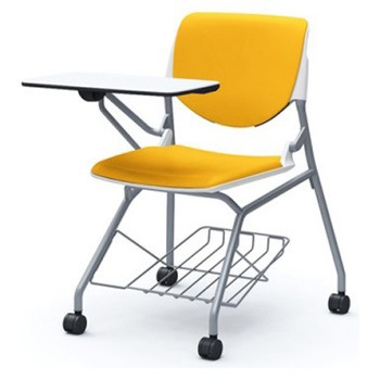 81S1GR PD33 ルナ ネスティング 肘無 棚付テーブル付 背パッド付 ホワイトシェル シルバーフレーム ナイロン双輪 オカムラ(岡村製作所) 07224090