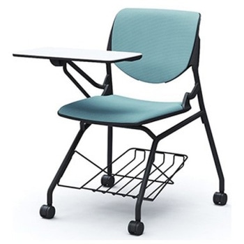 81S1JX FSG7 ルナ ネスティング 肘無 棚付テーブル付 背パッド付 ブラックシェル ブラックフレーム ナイロン双輪 オカムラ(岡村製作所) 07224126