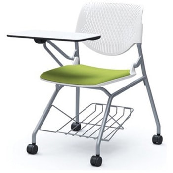 81S1GN FSF5 ルナ ネスティング 肘無 棚付テーブル付 背パッド無 ホワイトシェル シルバーフレーム ナイロン双輪 オカムラ(岡村製作所) 07224458