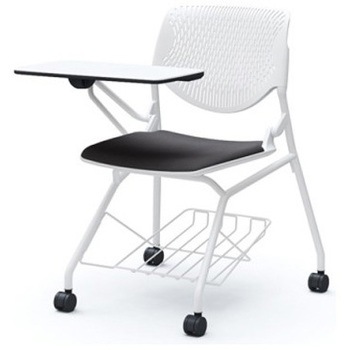 81S1GS FSG2 ルナ ネスティング 肘無 棚付テーブル付 背パッド無 ホワイトシェル ホワイトフレーム ナイロン双輪 オカムラ(岡村製作所) 07224485