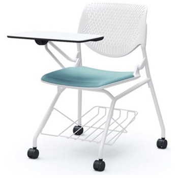 81S1GS PD31 ルナ ネスティング 肘無 棚付テーブル付 背パッド無 ホワイトシェル ホワイトフレーム ナイロン双輪 オカムラ(岡村製作所) 07224501