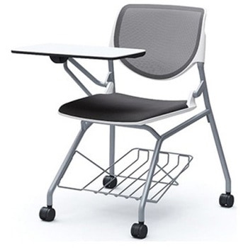 81S1GH FKA2 ルナ ネスティング 肘無 棚付テーブル付 背メッシュ ホワイトシェル シルバーフレーム ナイロン双輪 オカムラ(岡村製作所) 07224781