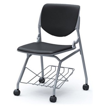 81S1HB PB20 ルナ ネスティング 肘無 棚付 背パッド付 グレーシェル シルバーフレーム ナイロン双輪 オカムラ(岡村製作所) 07224991