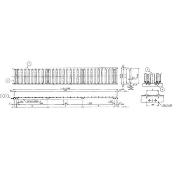 (直送品)三鈴 樹脂ローラコンベヤMR38型Ф38X2.6T 幅500 カーブ90° MRN38-500790