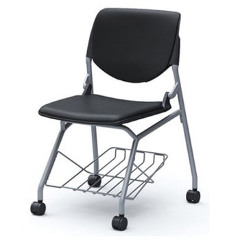 81S1JB PB20 ルナ ネスティング 肘無 棚付 背パッド付 ブラックシェル シルバーフレーム ナイロン双輪 オカムラ(岡村製作所) 07225000