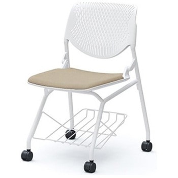 81S1GY FXW2 ルナ ネスティング 肘無 棚付 背パッド無 ホワイトシェル ホワイトフレーム ナイロン双輪 オカムラ(岡村製作所) 07225246