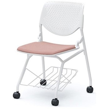 81S1GY FXW8 ルナ ネスティング 肘無 棚付 背パッド無 ホワイトシェル ホワイトフレーム ナイロン双輪 オカムラ(岡村製作所) 07225271