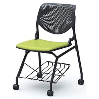 81S1JK PD32 ルナ ネスティング 肘無 棚付 背パッド無 ブラックシェル ブラックフレーム ナイロン双輪 オカムラ(岡村製作所) 07225350