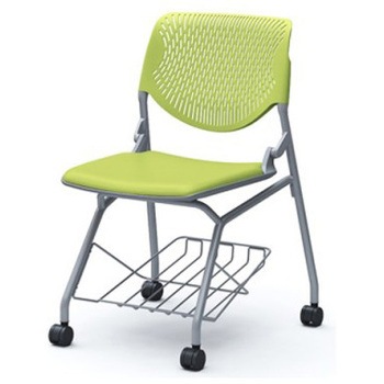 81S1LA PD32 ルナ ネスティング 肘無 棚付 背パッド無 グリーンシェル シルバーフレーム ナイロン双輪 オカムラ(岡村製作所) 07225368