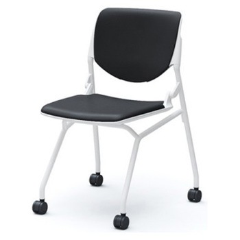 81S1AZ PB20 ルナ ネスティング 肘無  背パッド付 ホワイトシェル ホワイトフレーム ナイロン双輪 オカムラ(岡村製作所) 07225578