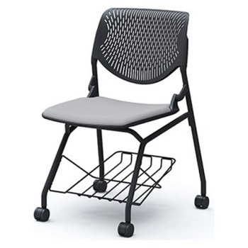 81S1JK FM19 ルナ ネスティング 肘無 棚付 背パッド無 ブラックシェル ブラックフレーム ナイロン双輪 オカムラ(岡村製作所) 07225657