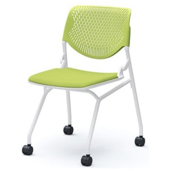 81S1EY FSF5 ルナ ネスティング 肘無  背パッド無 グリーンシェル ホワイトフレーム ナイロン双輪 オカムラ(岡村製作所) 07225989