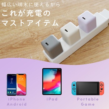 軽量&コンパクト PD30W USB-CポートAC充電器 急速充電対応 ペールアイリス(MOT-ACPD30-PU) MOTTERU