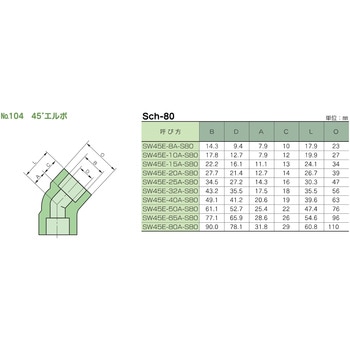 鍛鋼製差し込み溶接式管継手 No.104 45°エルボ 藤井高圧