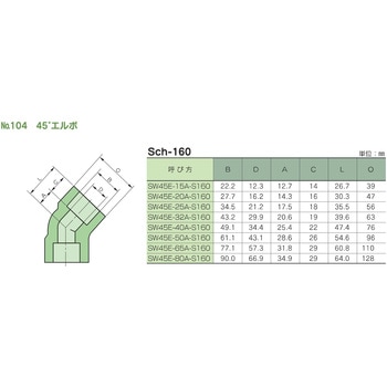 鍛鋼製差し込み溶接式管継手 No.104 45°エルボ 藤井高圧